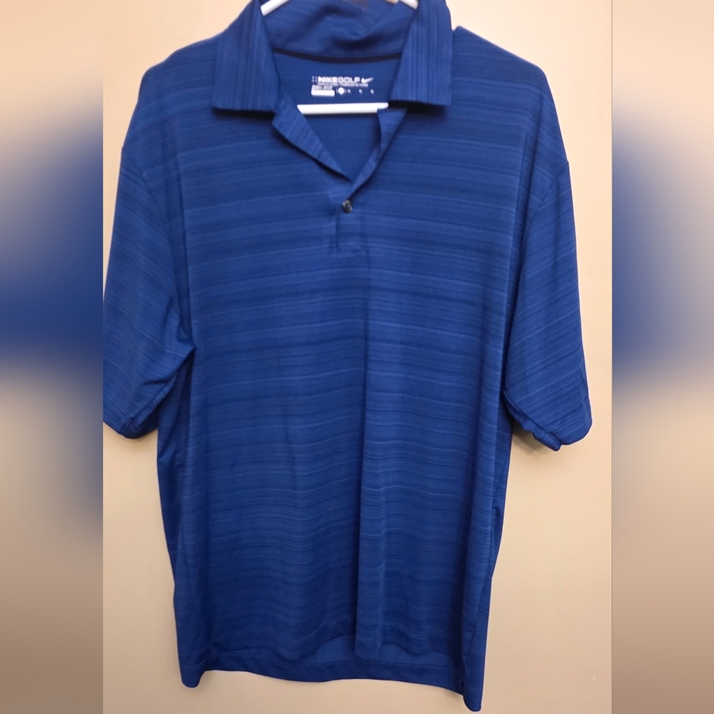 Nike Blue Striped Polo Shirt